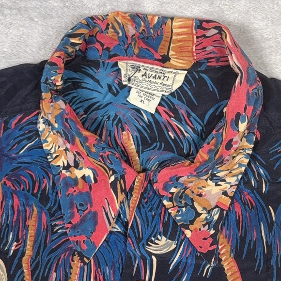 Vintage Avanti Hawaiian Shirt Men's XL 100% Silk Floral Abstract Loop Collar Art - Picture 4 of 11